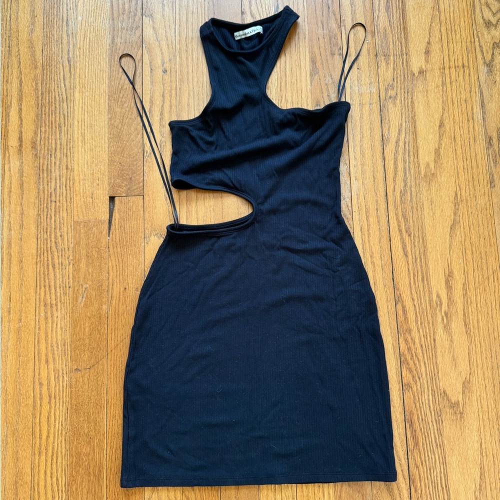 Abercrombie & Fitch Black Ribbed Cutout Mini Dress